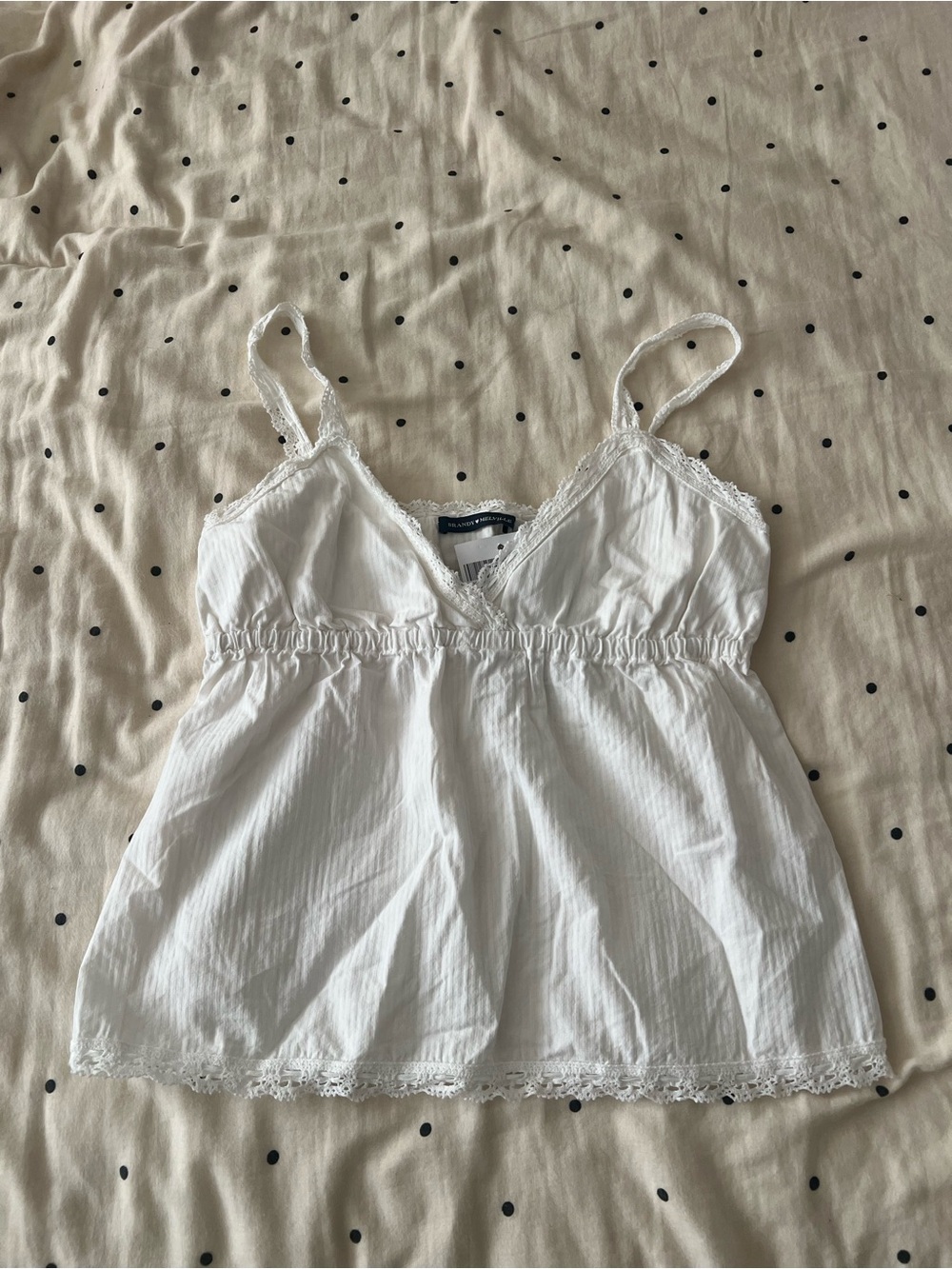 White Lace Trim Cami Top - Brandy Melville